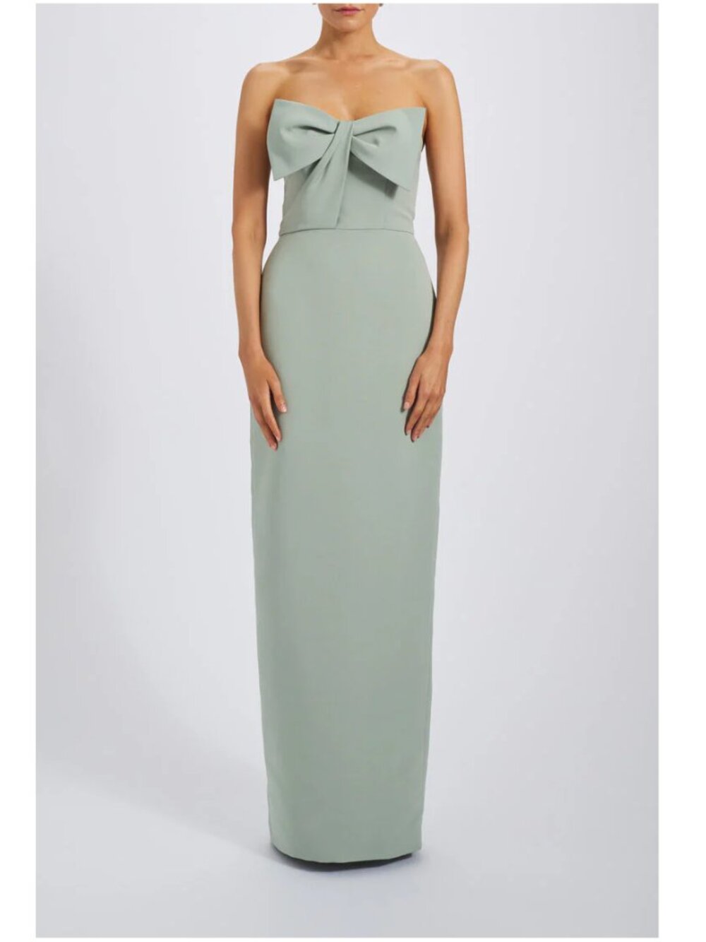 Moss Strapless Bow Faille Gown Style Ricky Size 10